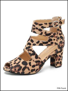 Women's Gladiator Peep Toe Sandals Cutout Block Heel Ankle Strap Zip Casual